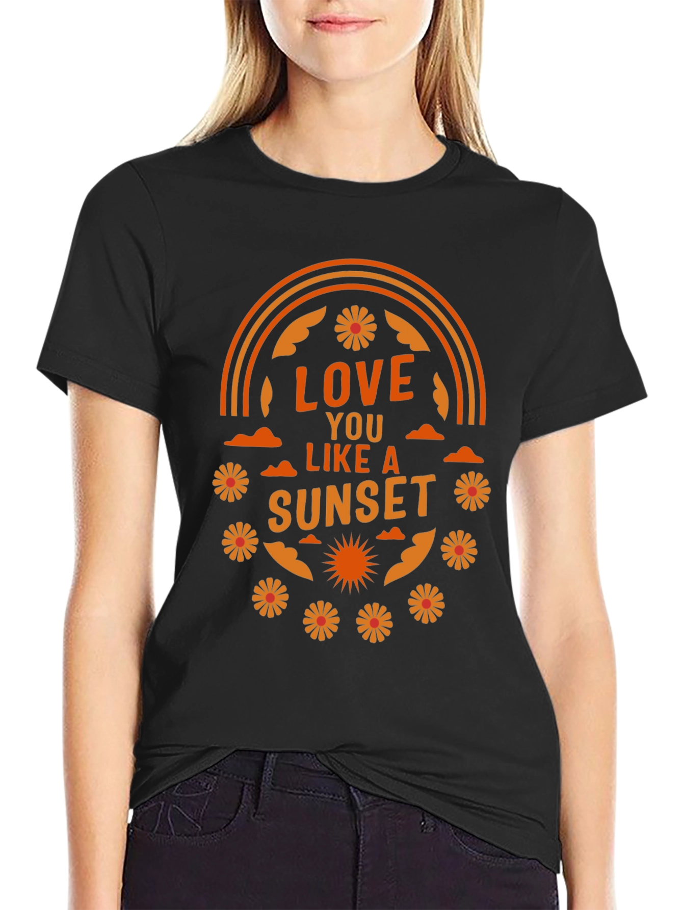 Love You Like a Sunset Graphic T-Shirt - Black