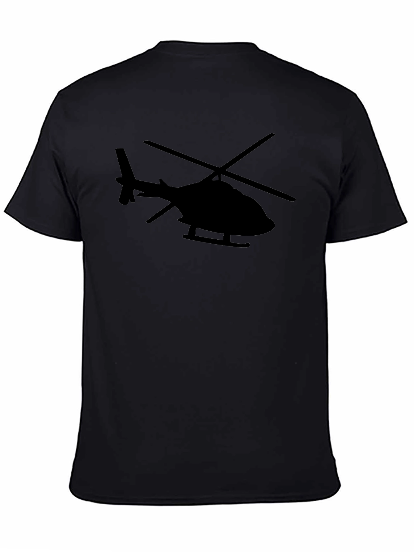 Helicopter Graphic Tee - Black Cotton Blend T-Shirt