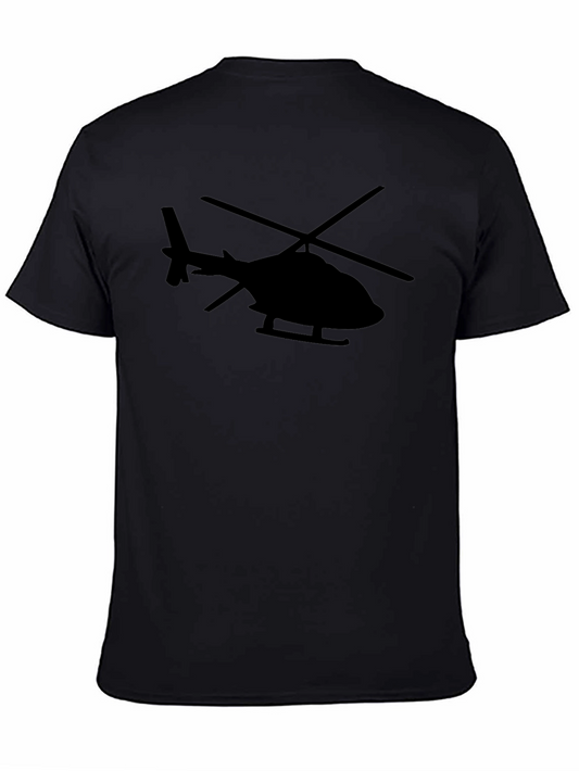 Helicopter Graphic Tee - Black Cotton Blend T-Shirt