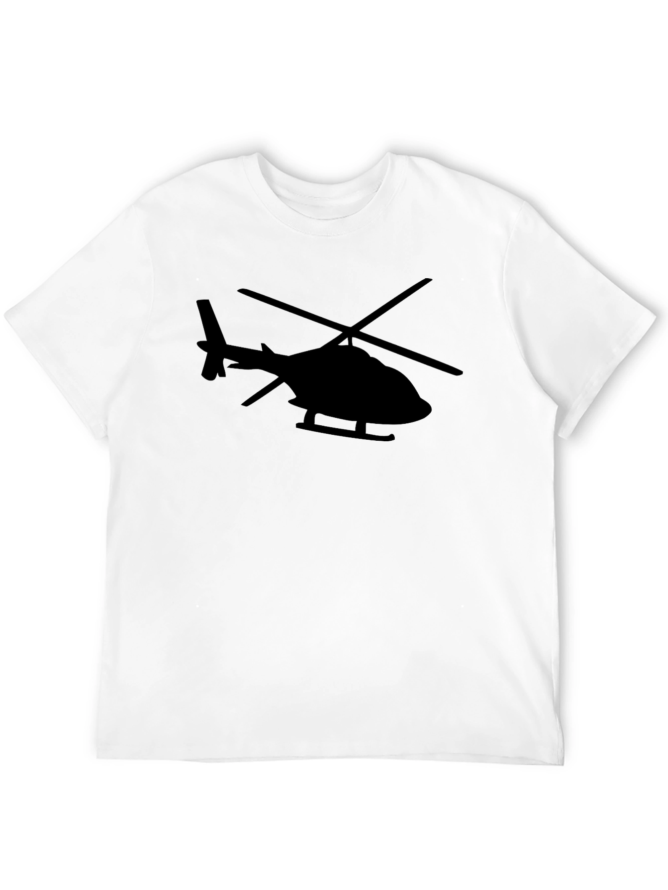 Helicopter Graphic Tee - Black Cotton Blend T-Shirt