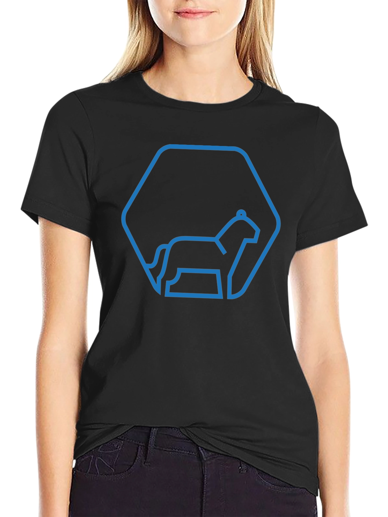 Geometric Horse Outline Black T-Shirt