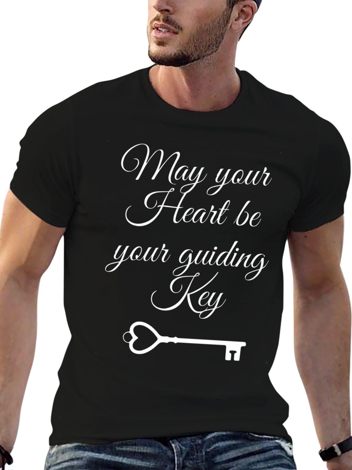 Heart Key Guiding T-Shirt - Stylish Graphic Tee