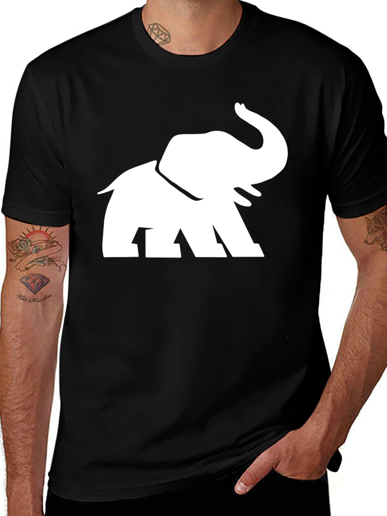 Elephant Graphic Tee - Stylish Black Cotton T-Shirt