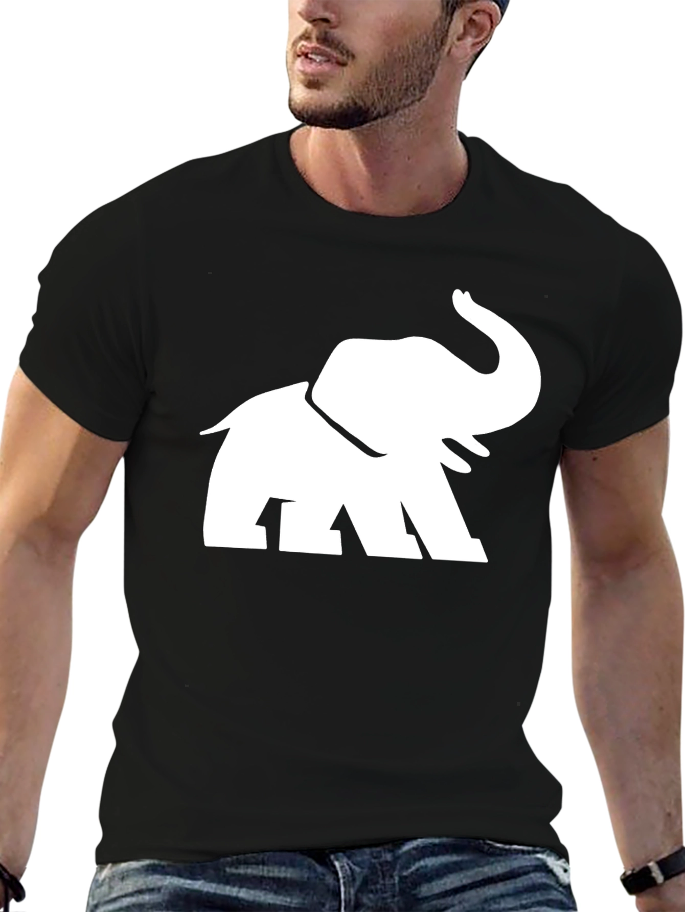 Elephant Graphic Tee - Stylish Black Cotton T-Shirt