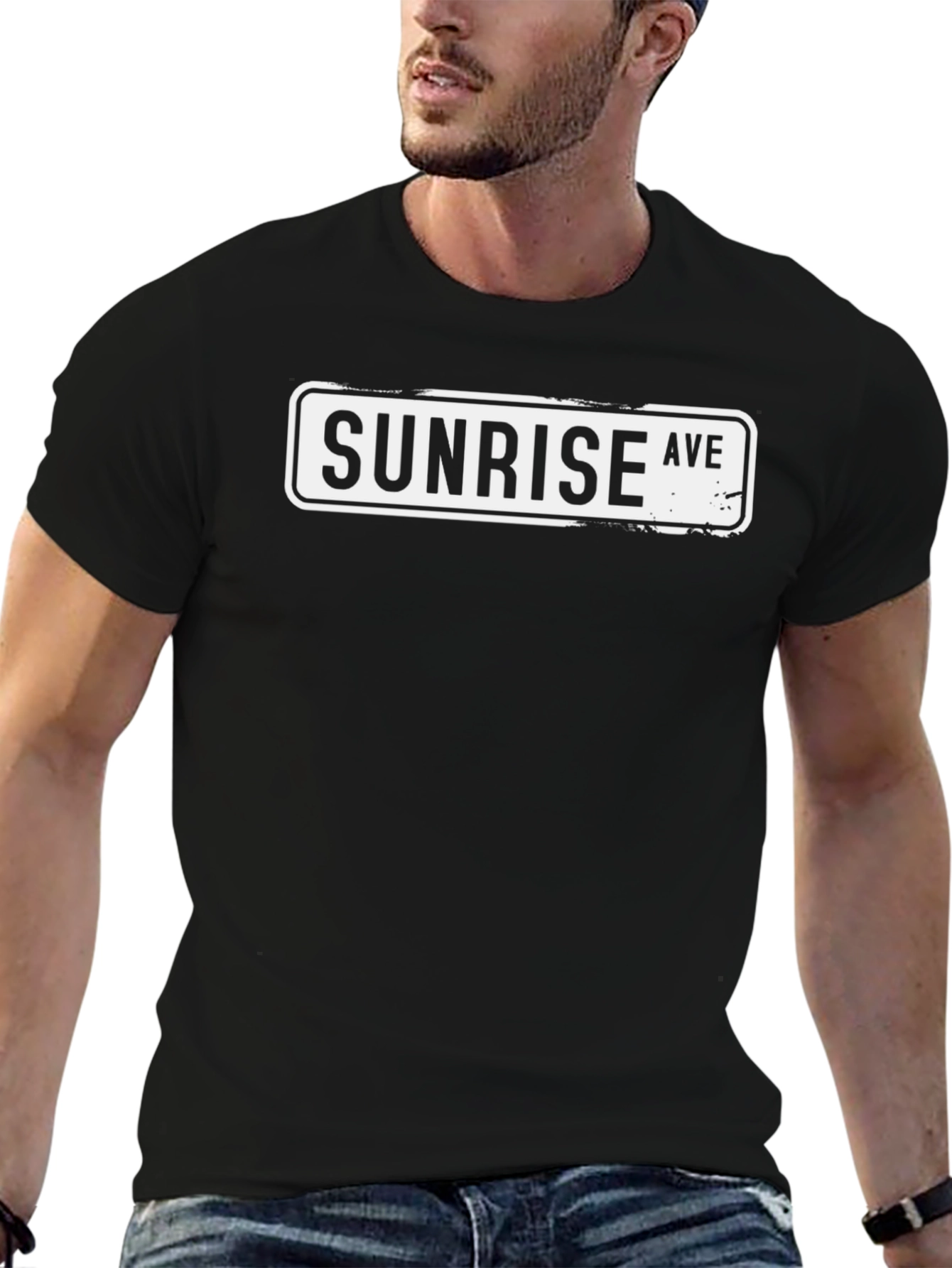 Sunrise Ave Street Sign Black T-Shirt