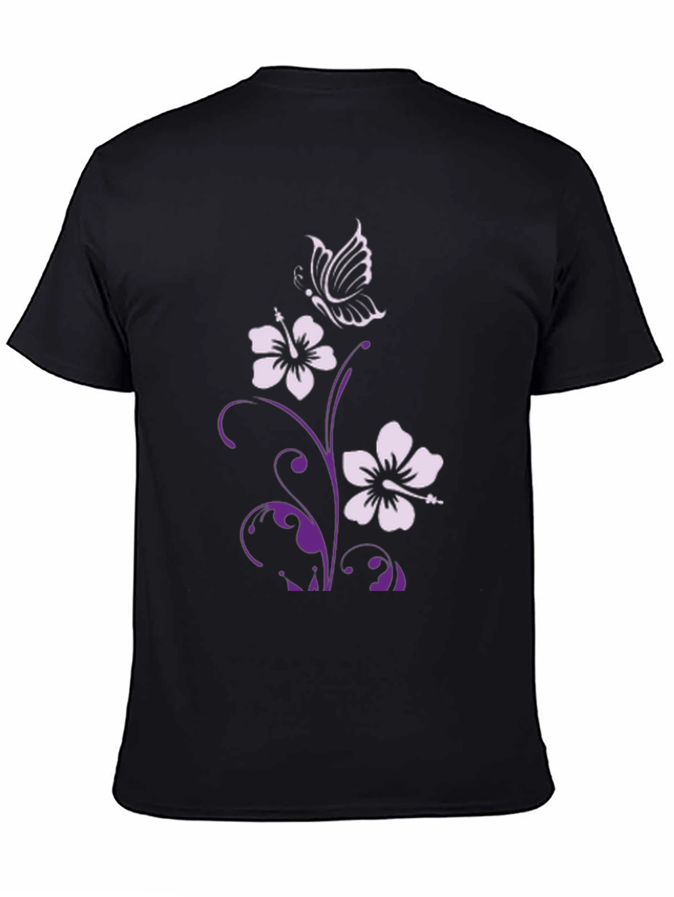 Floral Butterfly Graphic Tee - Stylish Black T-Shirt