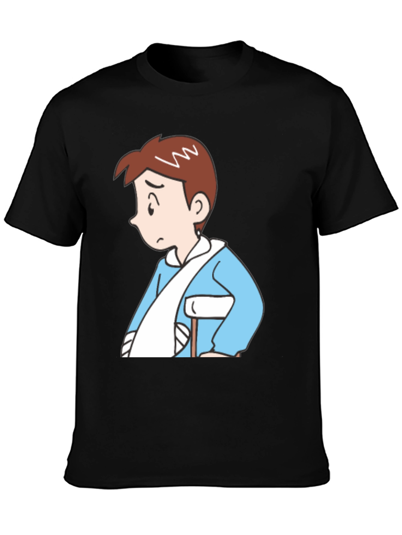 Cartoon Man Black T-Shirt - Unique Design
