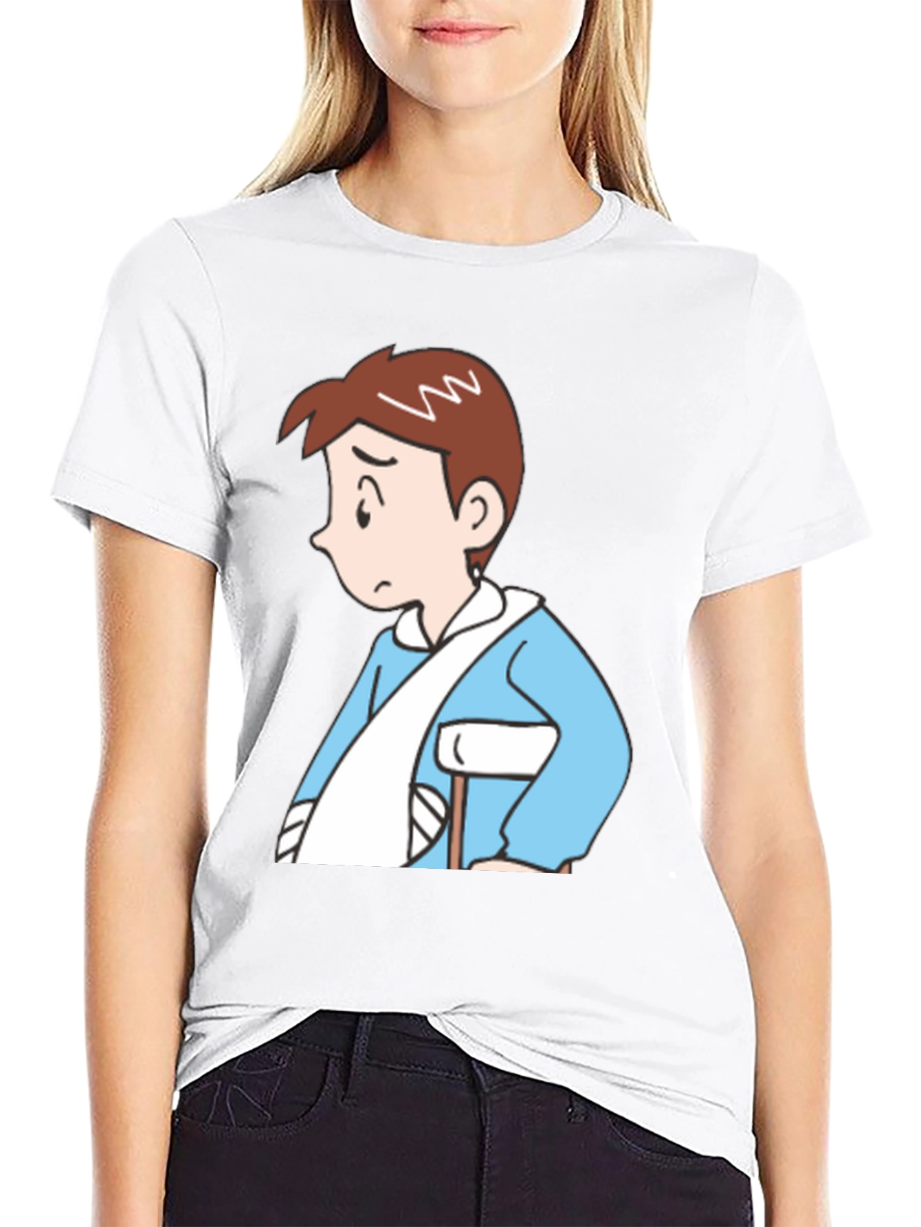 Cartoon Man Black T-Shirt - Unique Design
