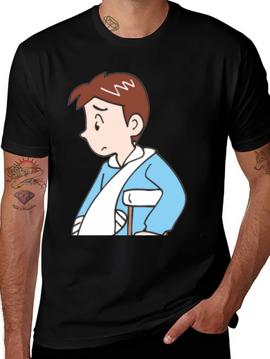 Cartoon Man Black T-Shirt - Unique Design