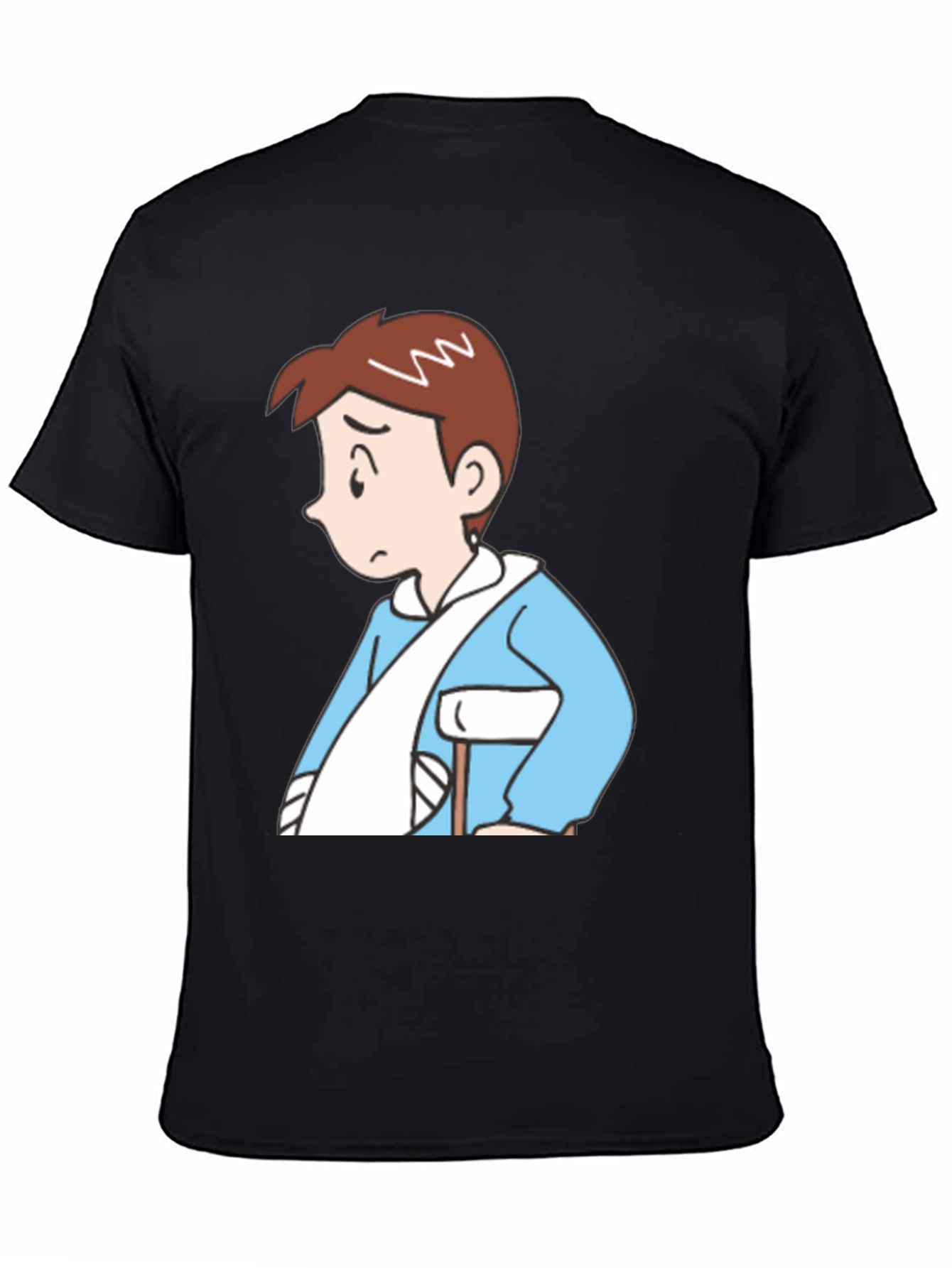 Cartoon Man Black T-Shirt - Unique Design