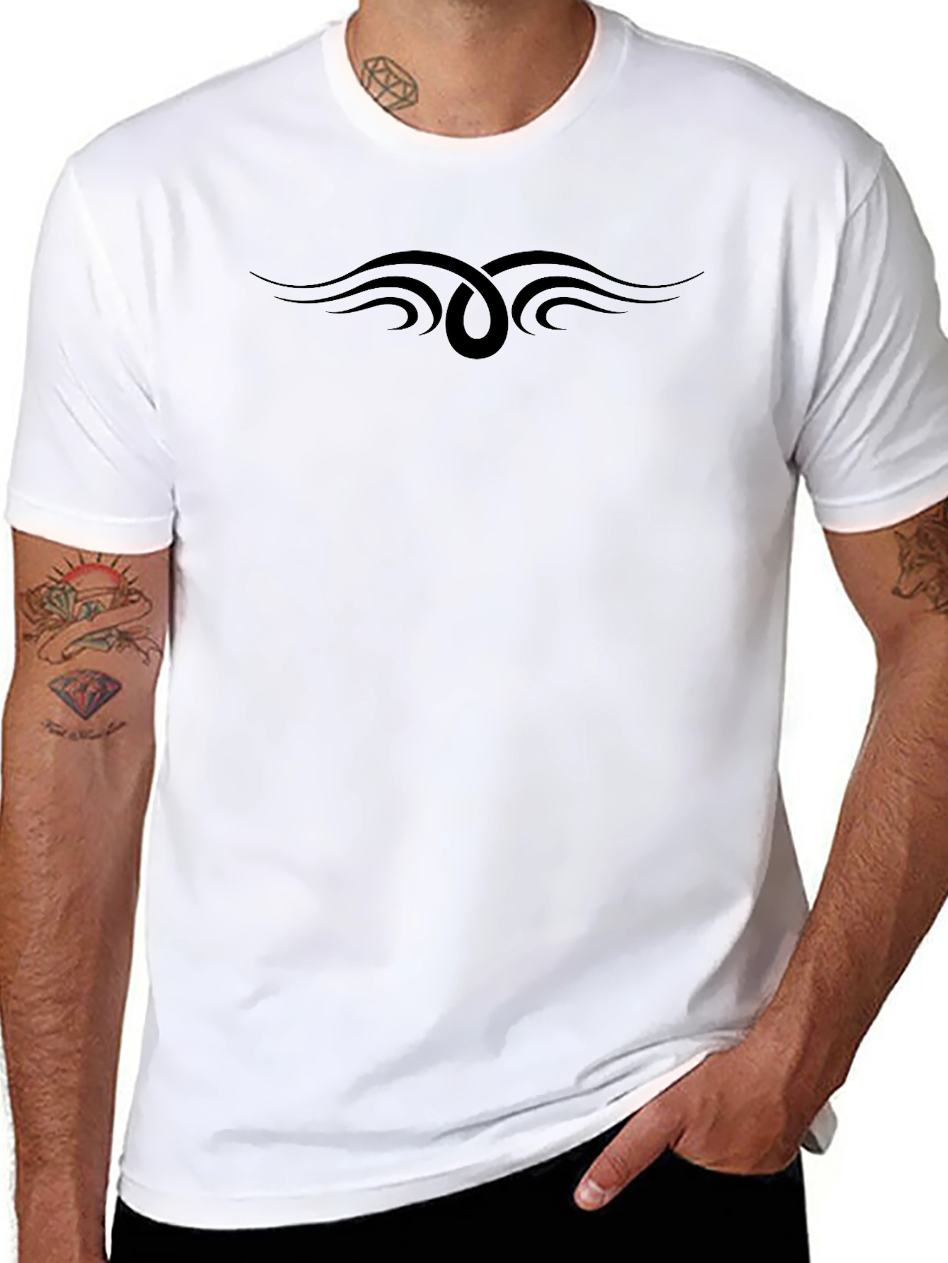 Mens Black T-Shirt with Tribal Design