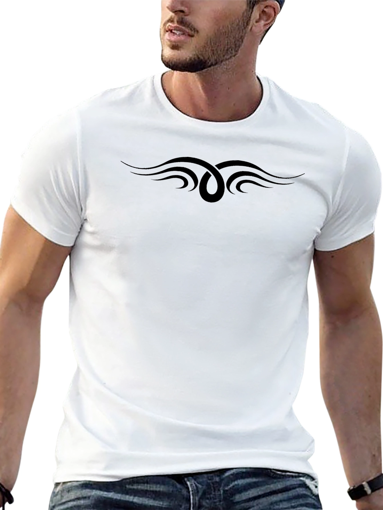 Mens Black T-Shirt with Tribal Design