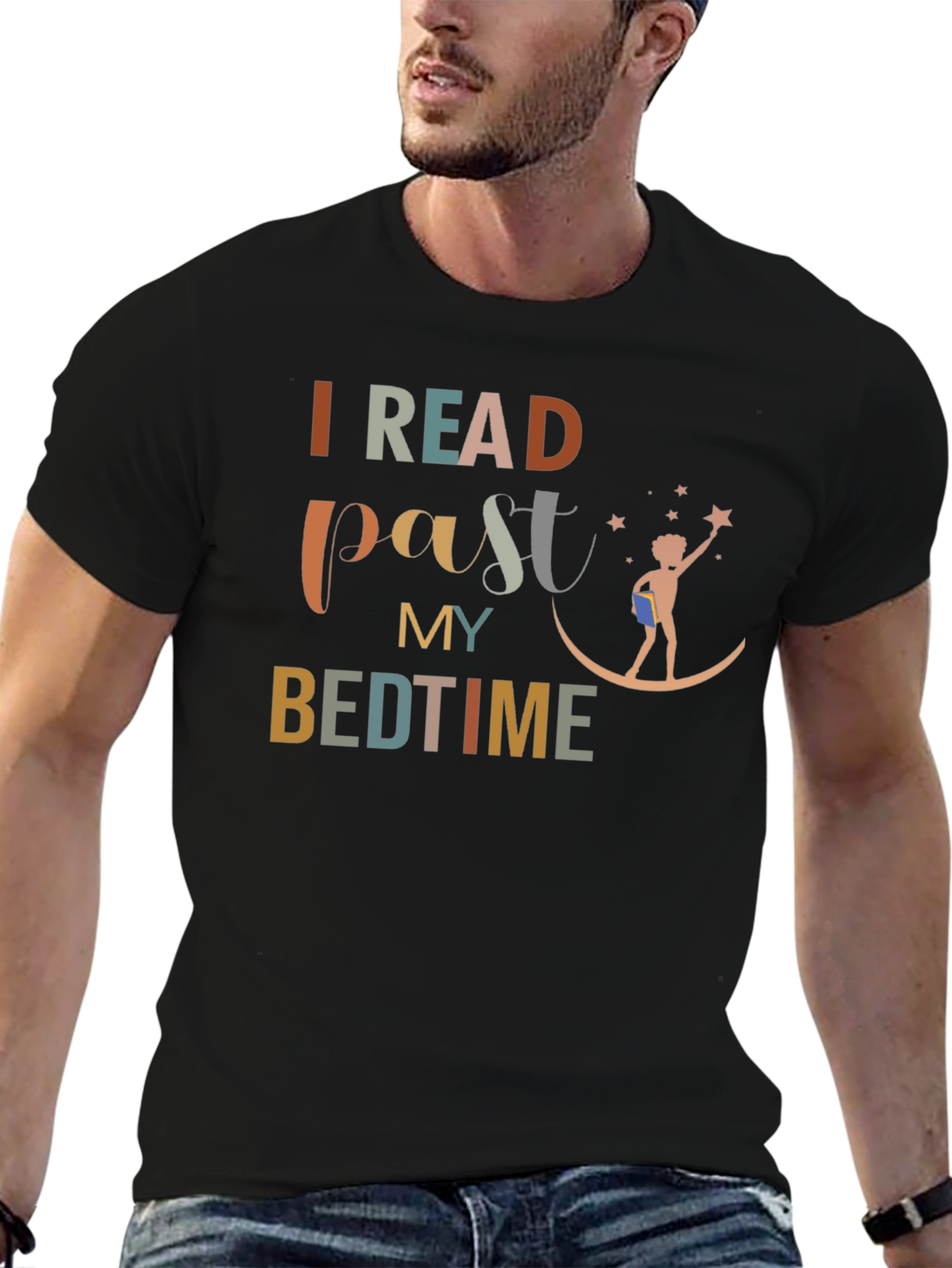 I Read Past My Bedtime Black T-Shirt