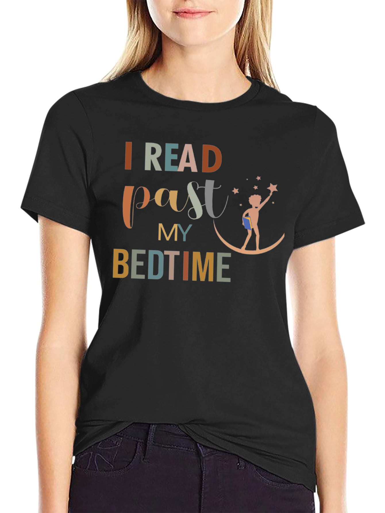 I Read Past My Bedtime Black T-Shirt