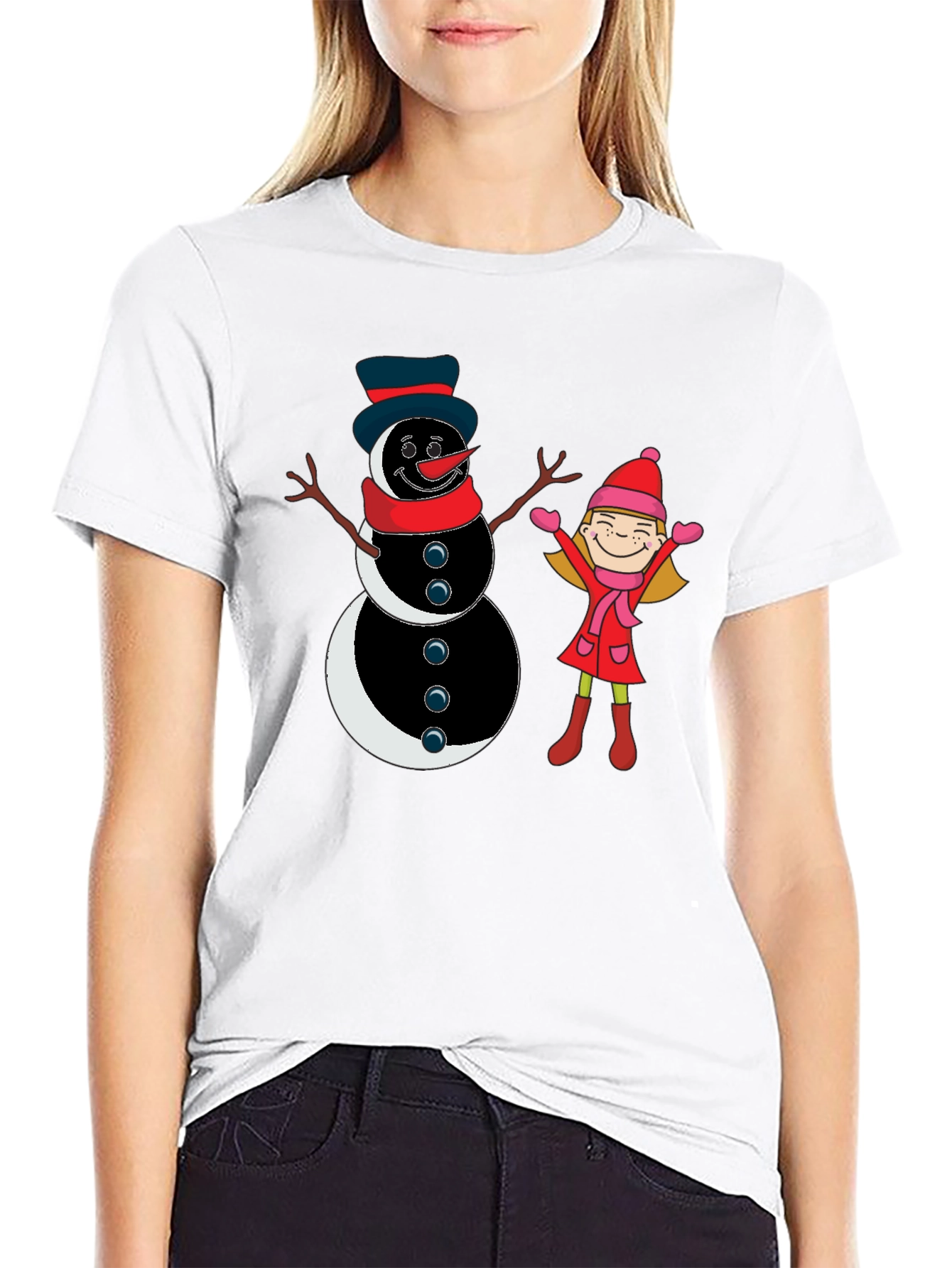 Snowman & Girl Graphic Tee