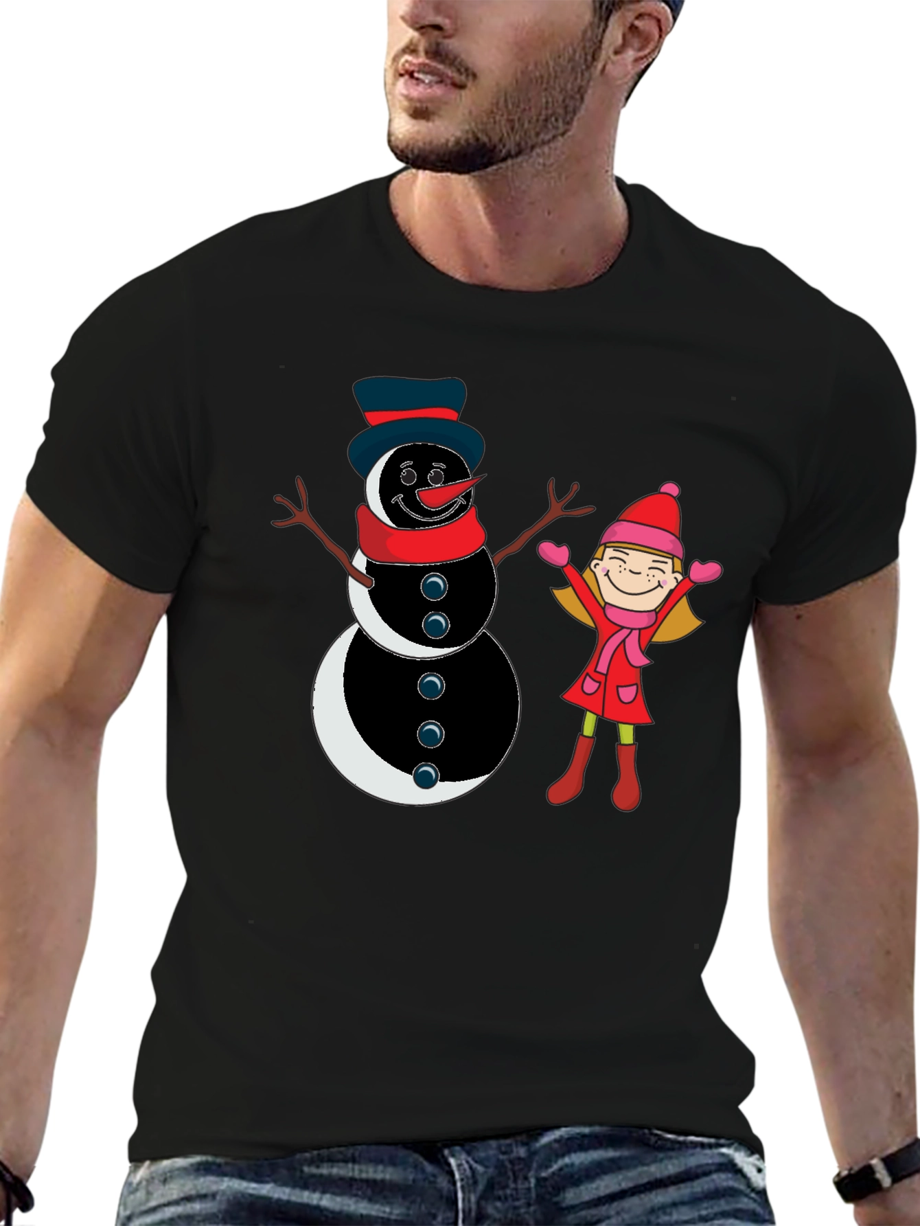 Snowman & Girl Graphic Tee