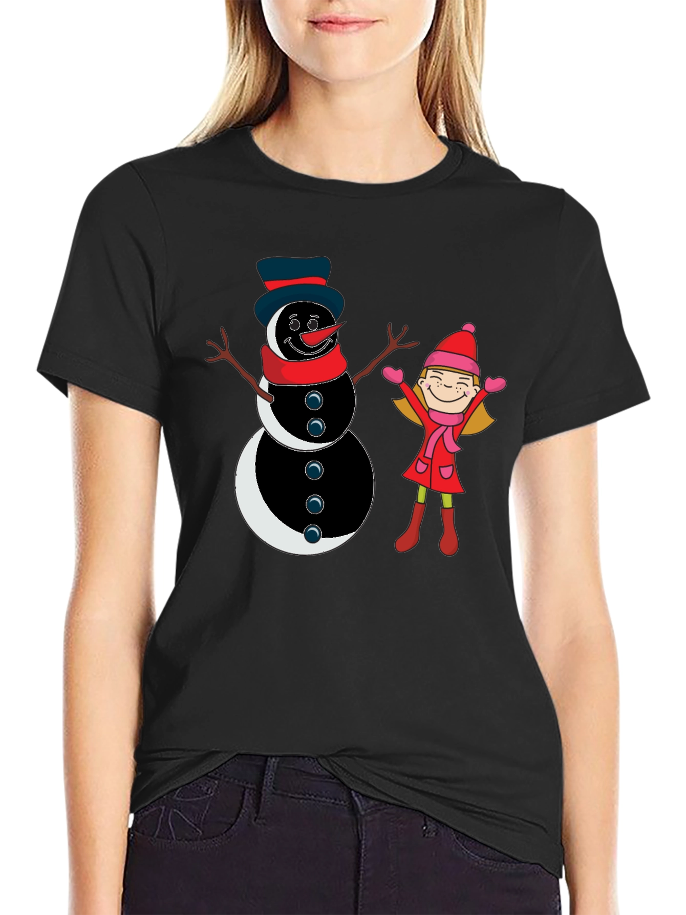 Snowman & Girl Graphic Tee