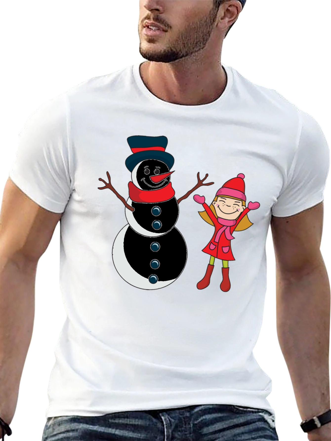 Snowman & Girl Graphic Tee