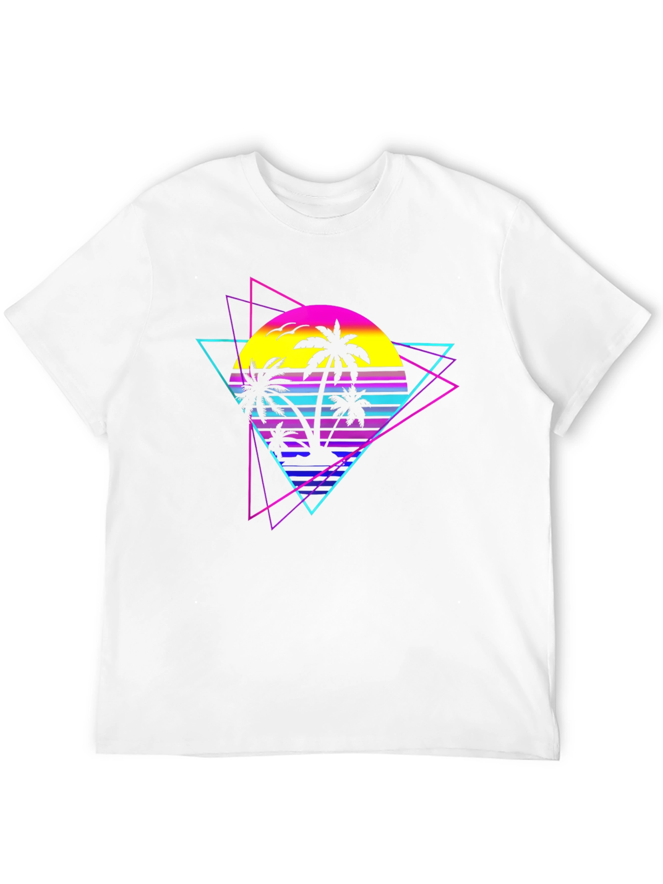 Retro Wave Palm Tree Graphic Tee - Black