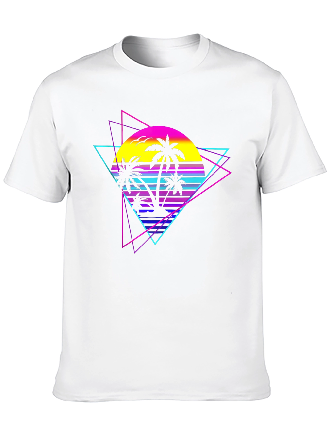 Retro Wave Palm Tree Graphic Tee - Black