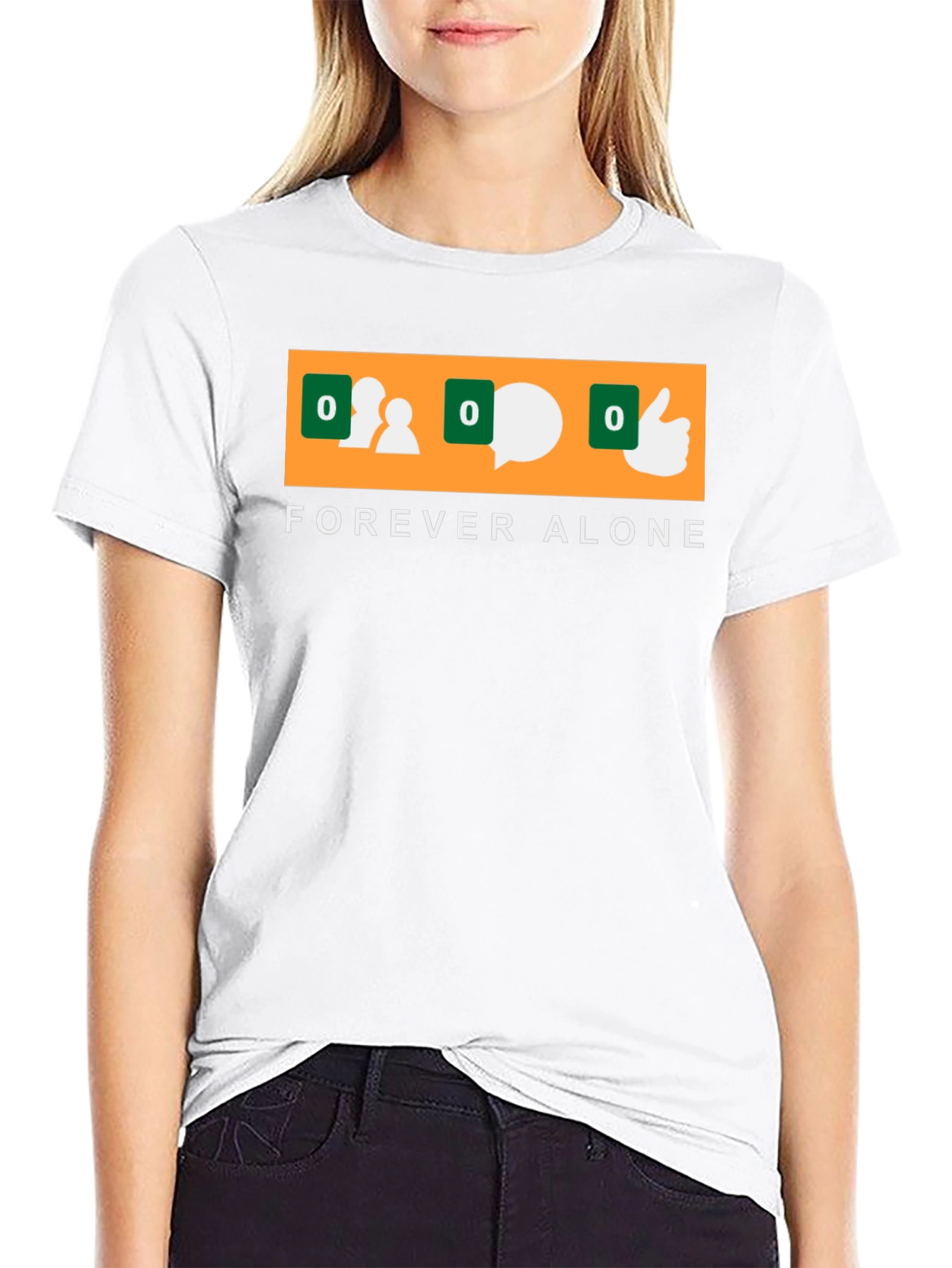 Forever Alone Social Media Zero Black T-Shirt