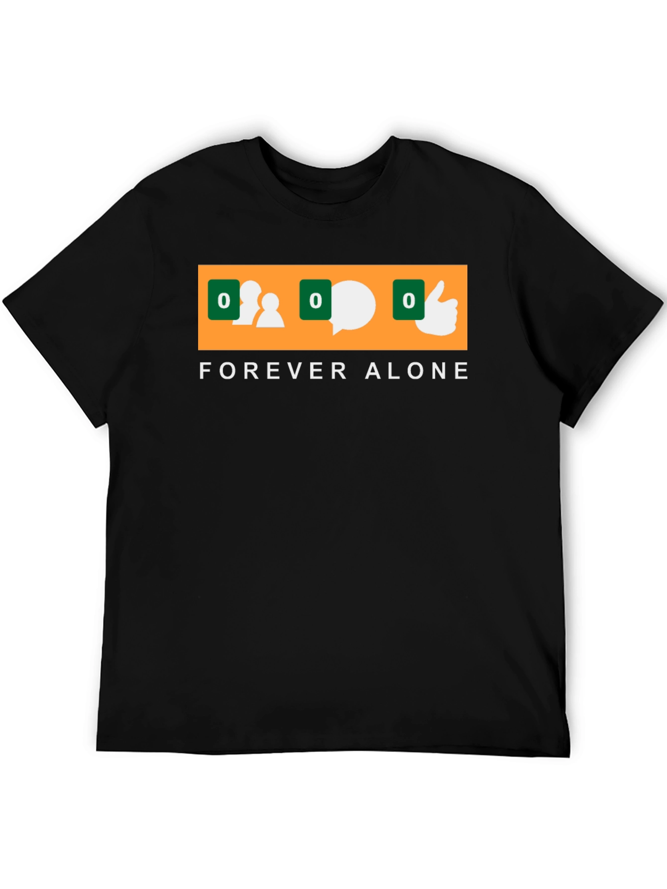 Forever Alone Social Media Zero Black T-Shirt