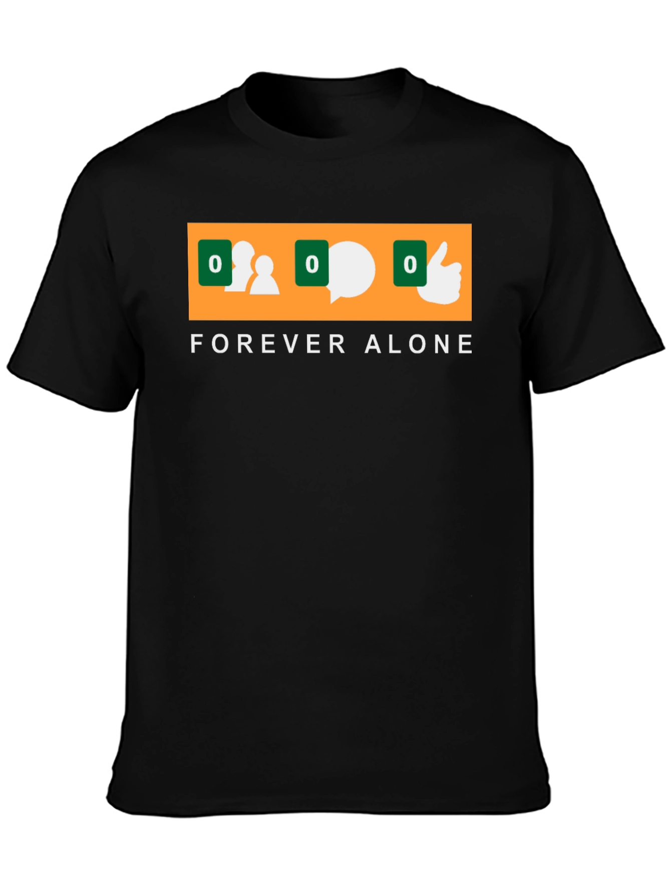 Forever Alone Social Media Zero Black T-Shirt