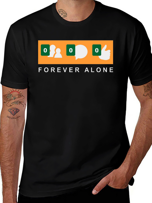 Forever Alone Social Media Zero Black T-Shirt