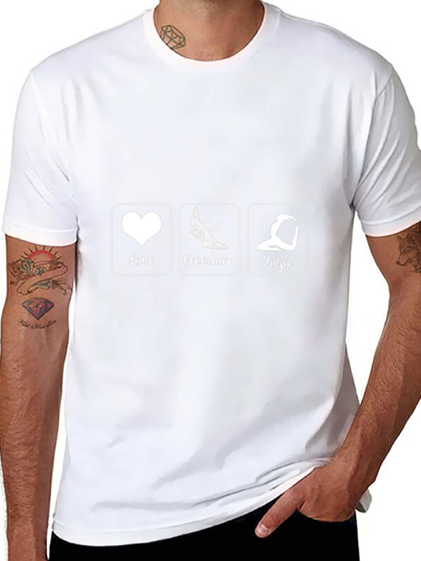 Love Freedom Yoga Graphic Tee - Black