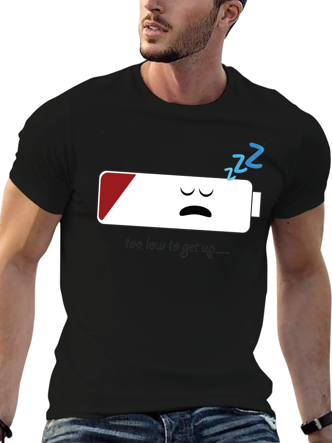 Low Battery Graphic Tee - Funny Sleepy Shirt