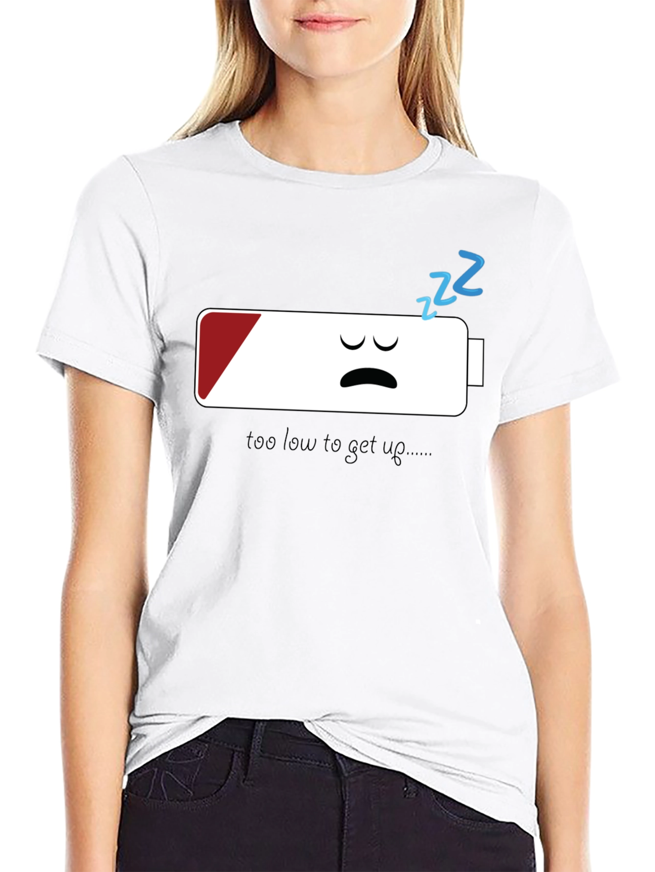 Low Battery Graphic Tee - Funny Sleepy Shirt