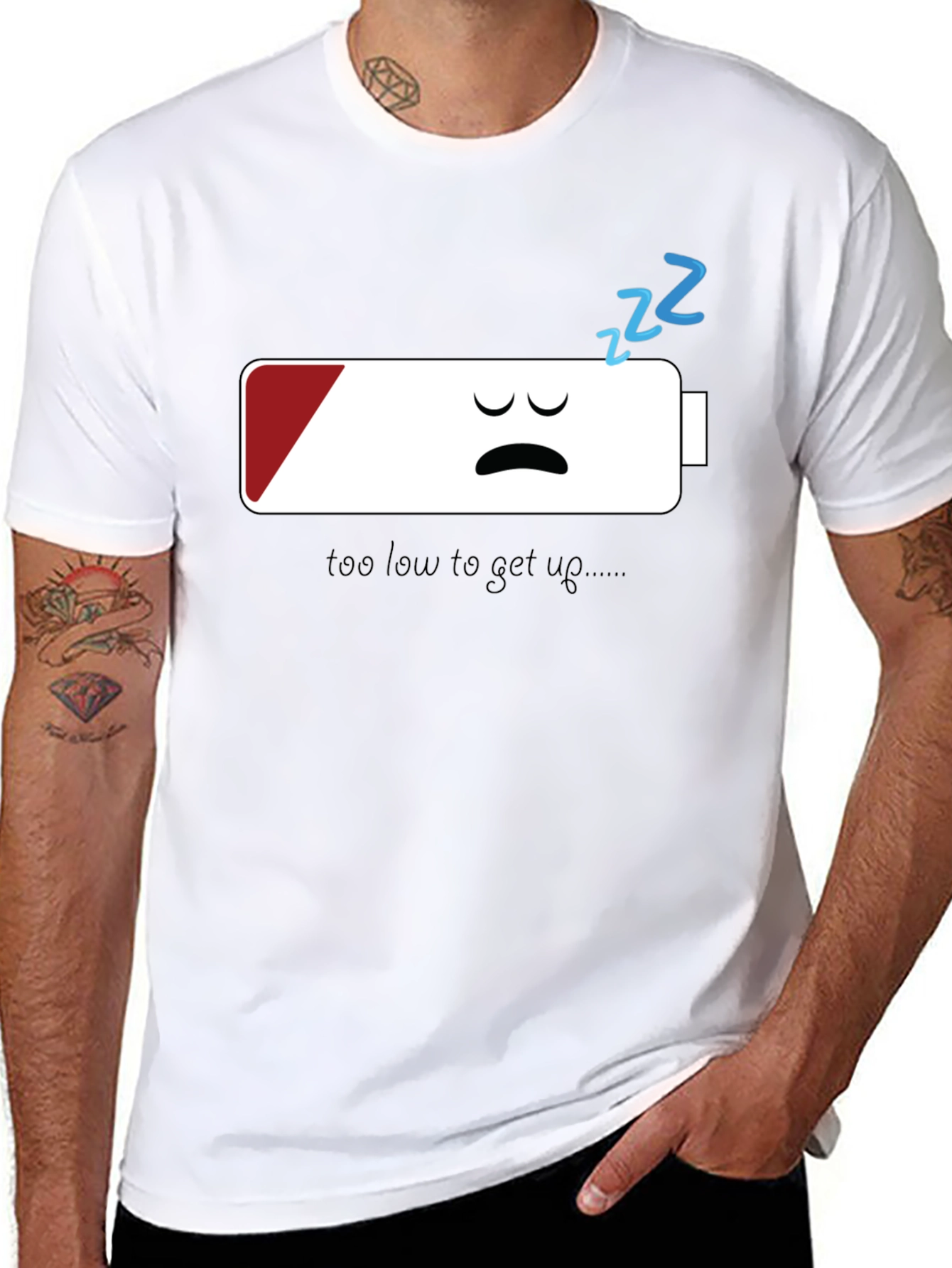 Low Battery Graphic Tee - Funny Sleepy Shirt