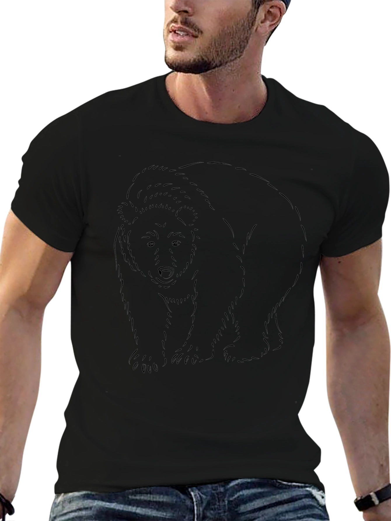 Bear Outline Black T-Shirt
