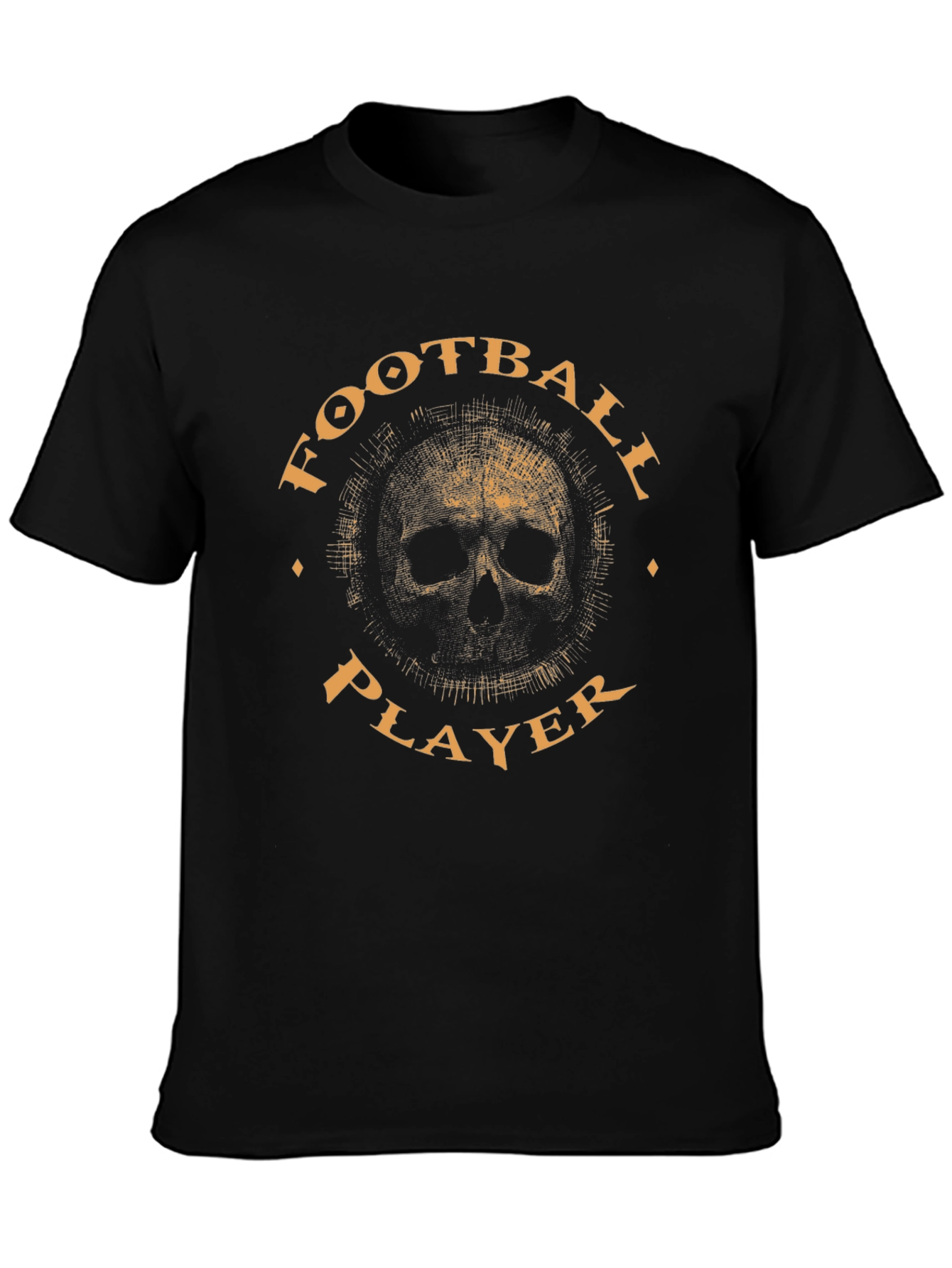 Football Player Skull Graphic Black T-Shirt