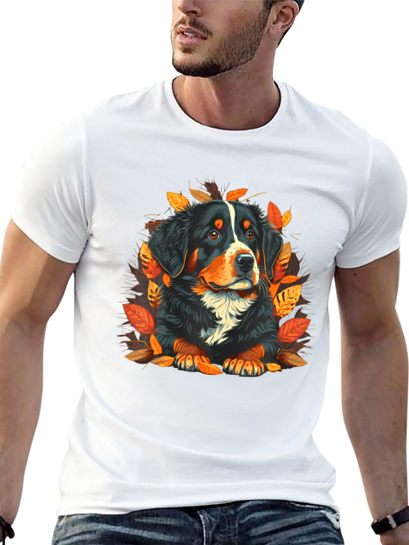 Bernese Mountain Dog Autumn Leaves T-Shirt