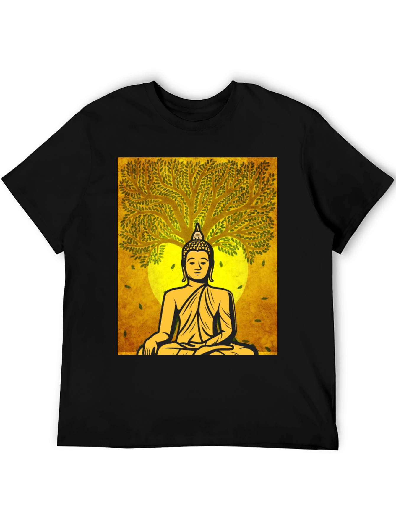 Buddha Tree Graphic T-Shirt - Meditative Style