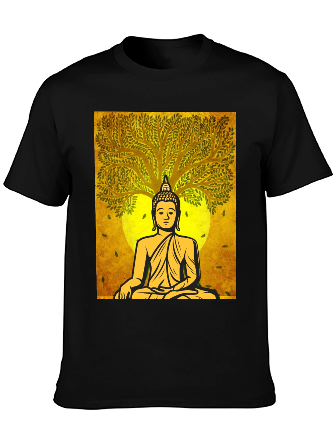 Buddha Tree Graphic T-Shirt - Meditative Style
