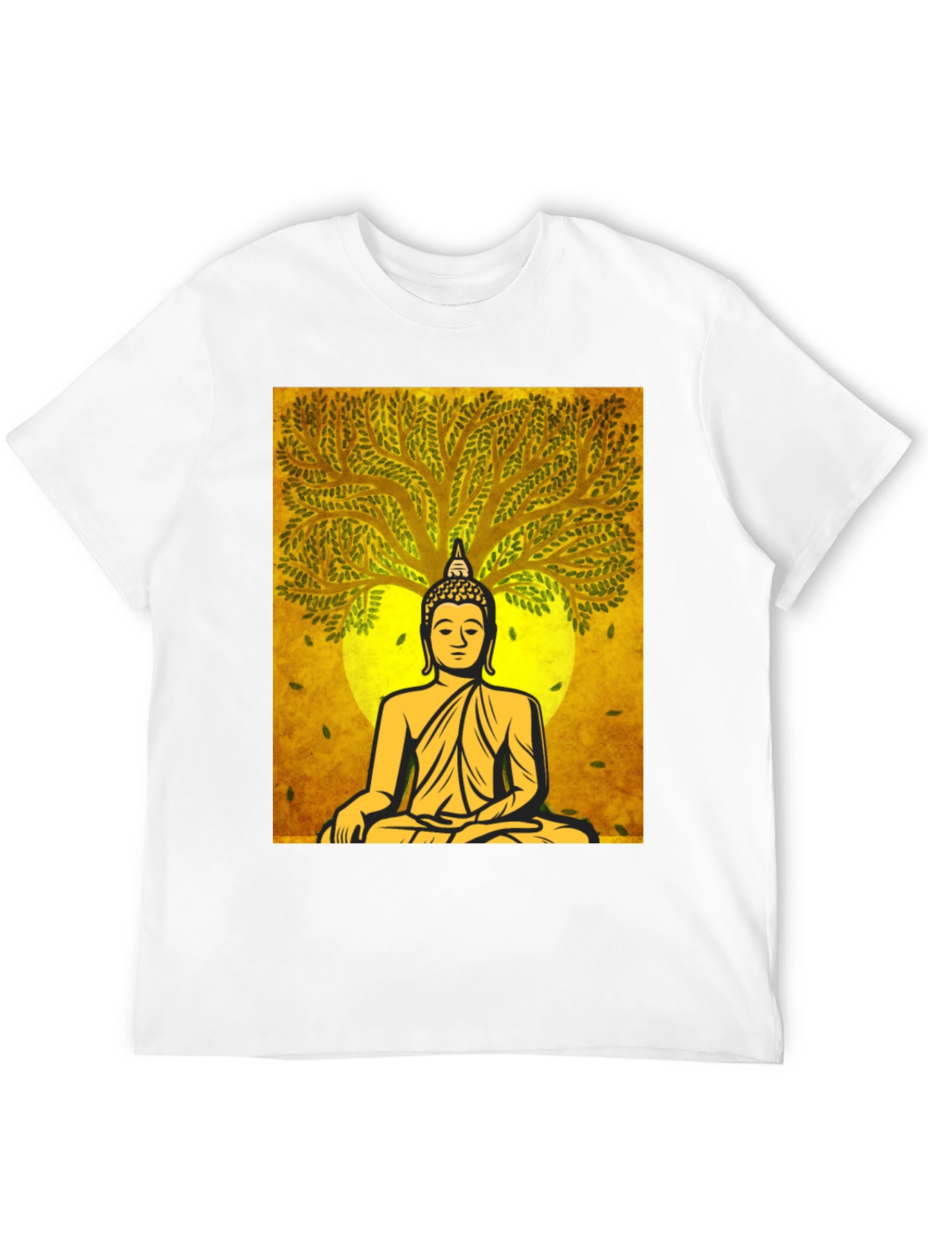 Buddha Tree Graphic T-Shirt - Meditative Style
