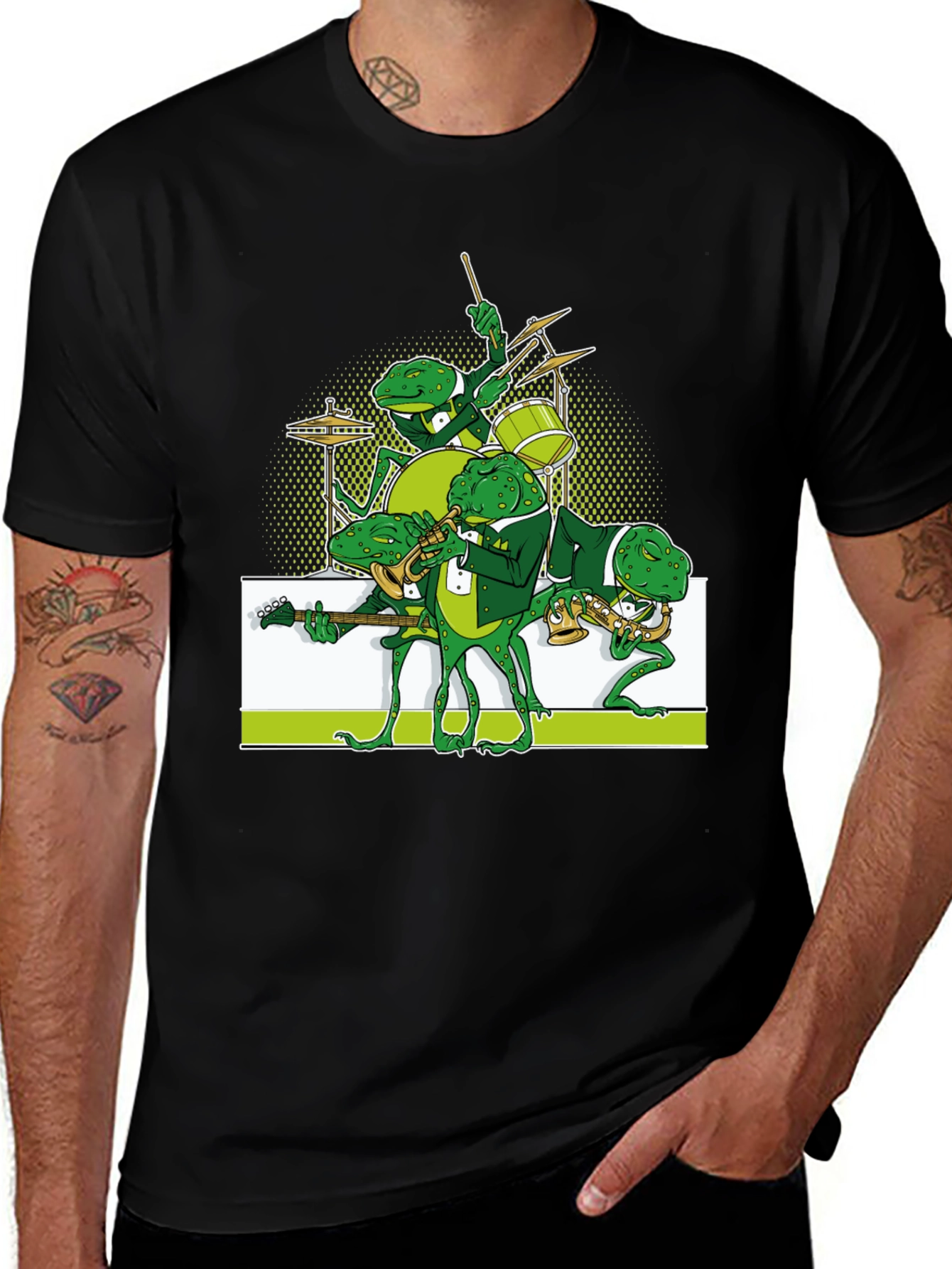 Frog Band Graphic Tee - Black Casual T-Shirt