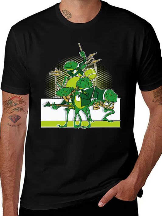 Frog Band Graphic Tee - Black Casual T-Shirt