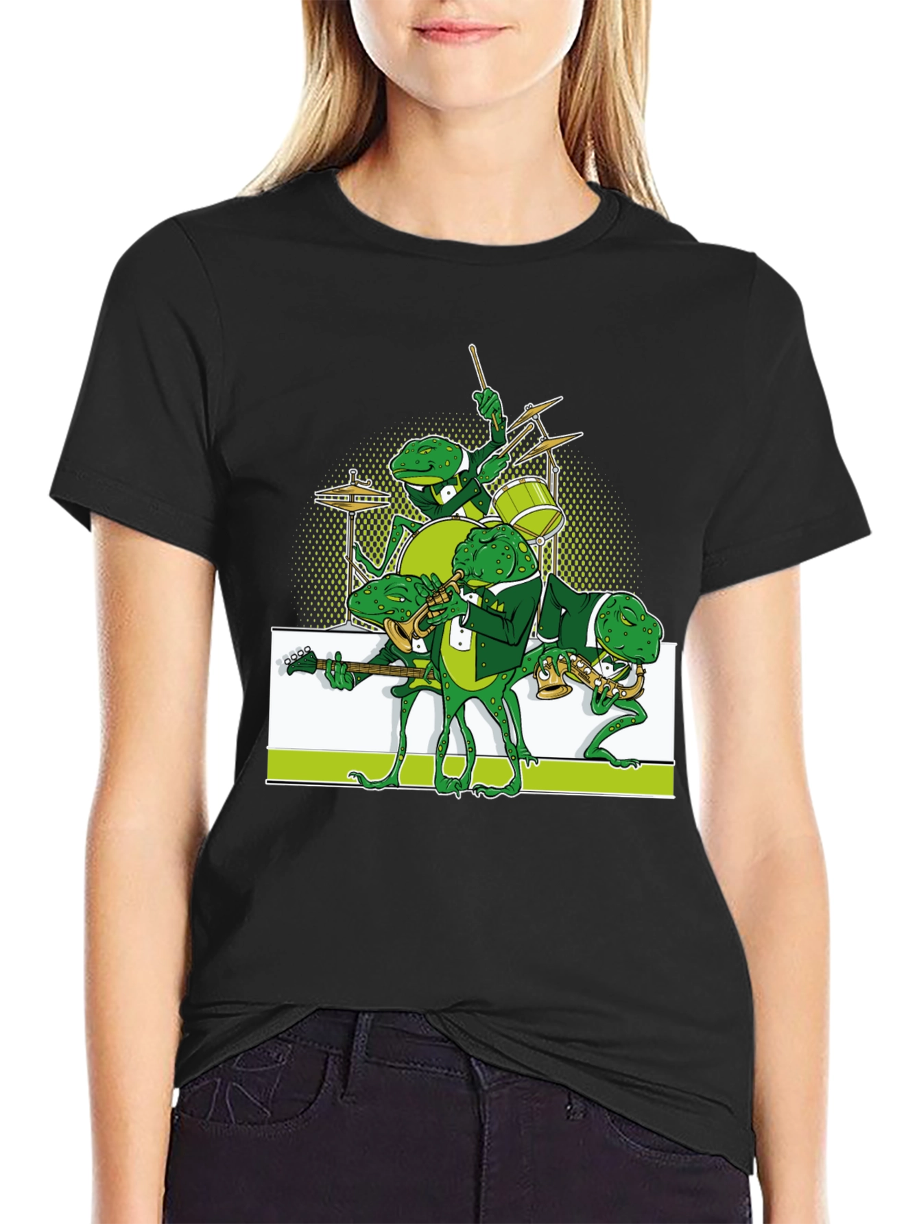 Frog Band Graphic Tee - Black Casual T-Shirt