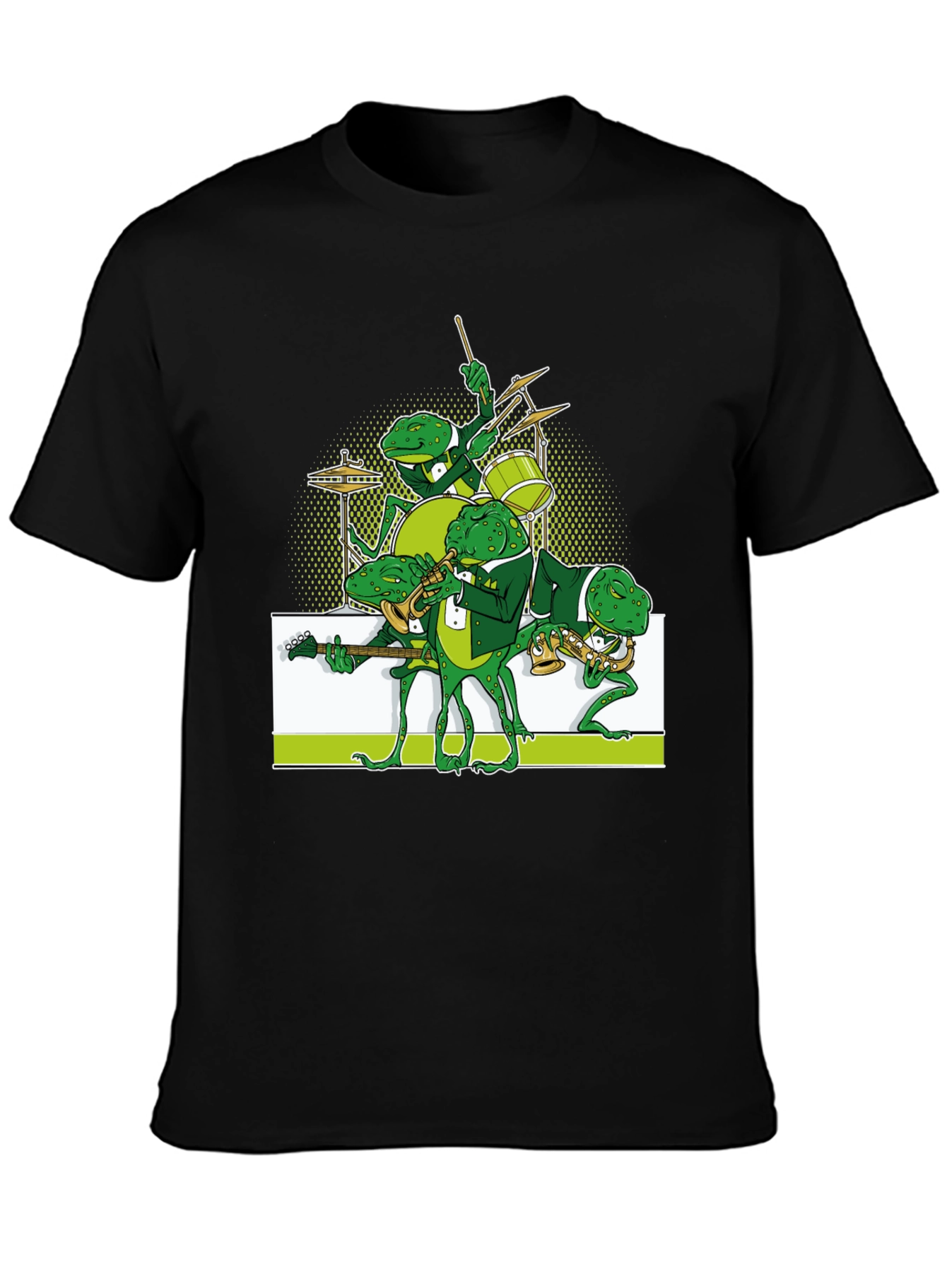 Frog Band Graphic Tee - Black Casual T-Shirt