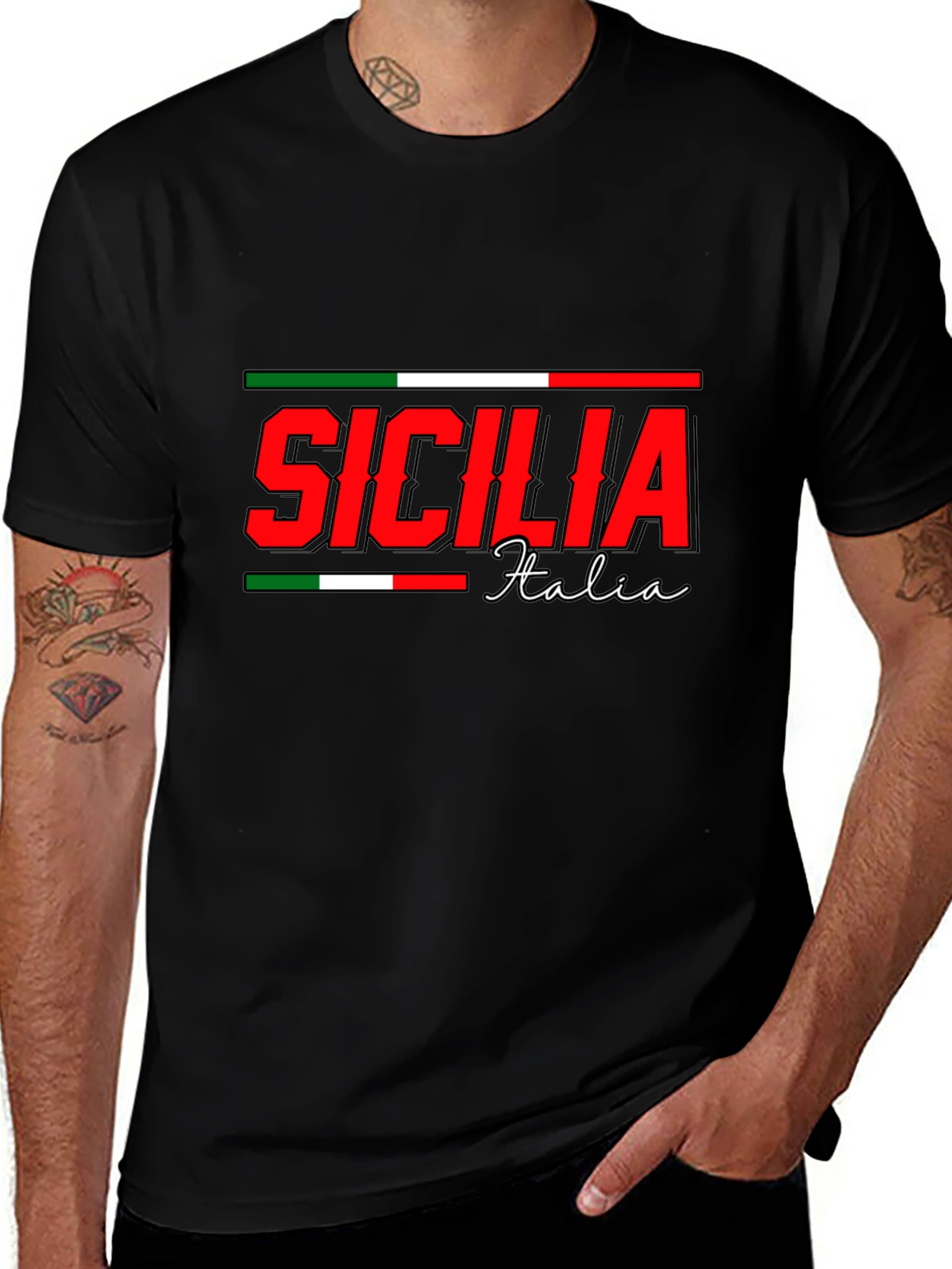 Sicilia Italia Black T-Shirt