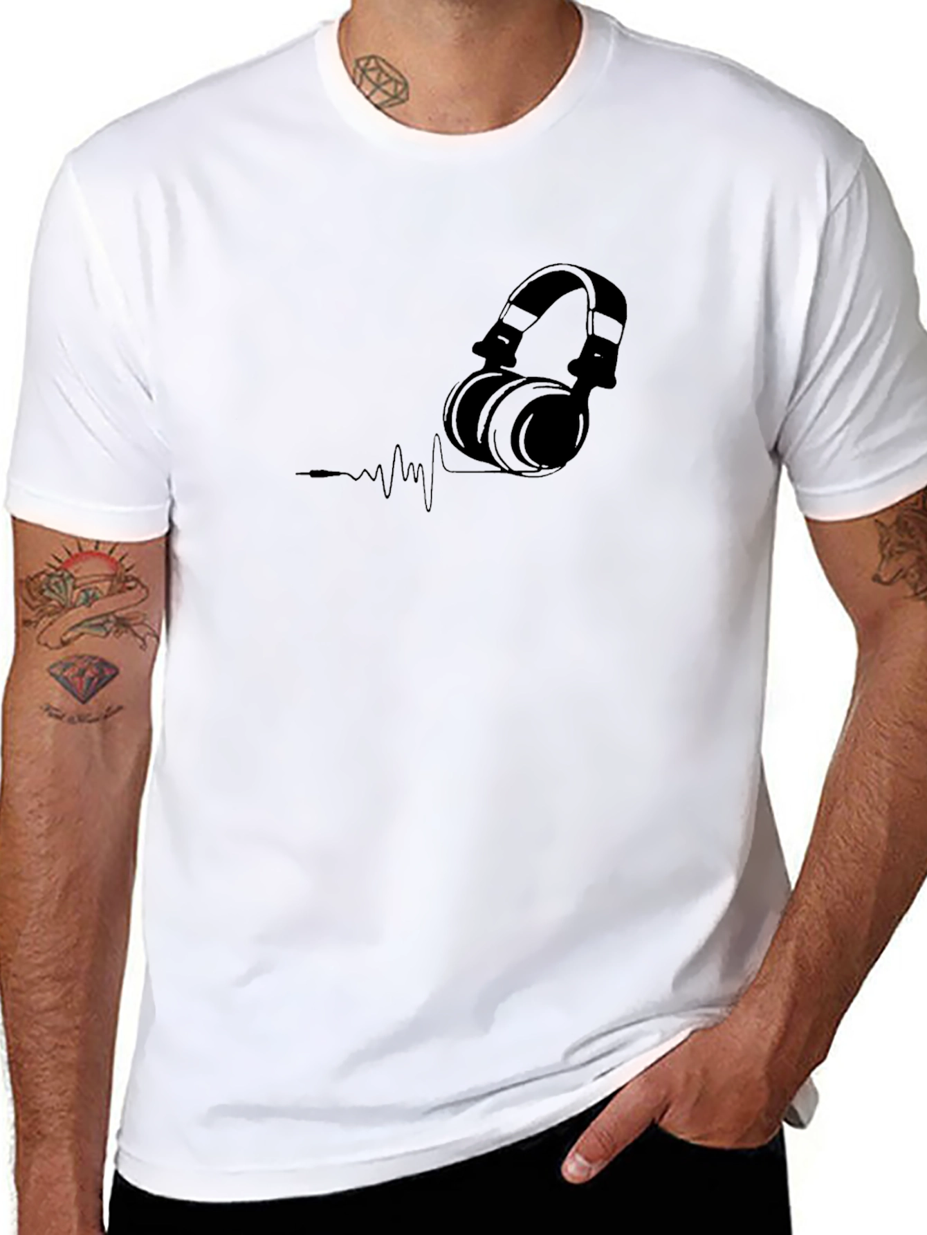 Black Headphones Graphic Tee - Music Lover T-Shirt
