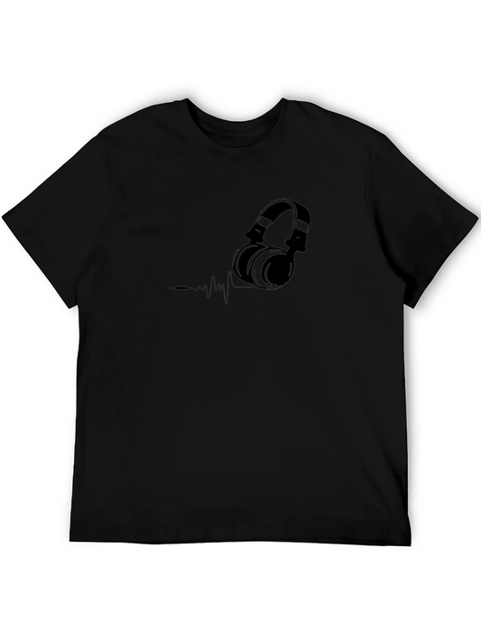 Black Headphones Graphic Tee - Music Lover T-Shirt