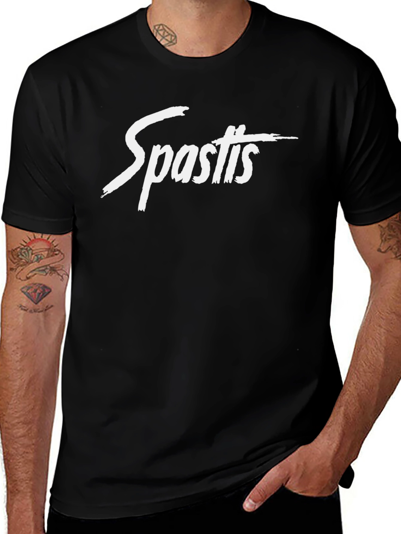 Spastis Black Graphic Tee - Casual Cotton T-Shirt