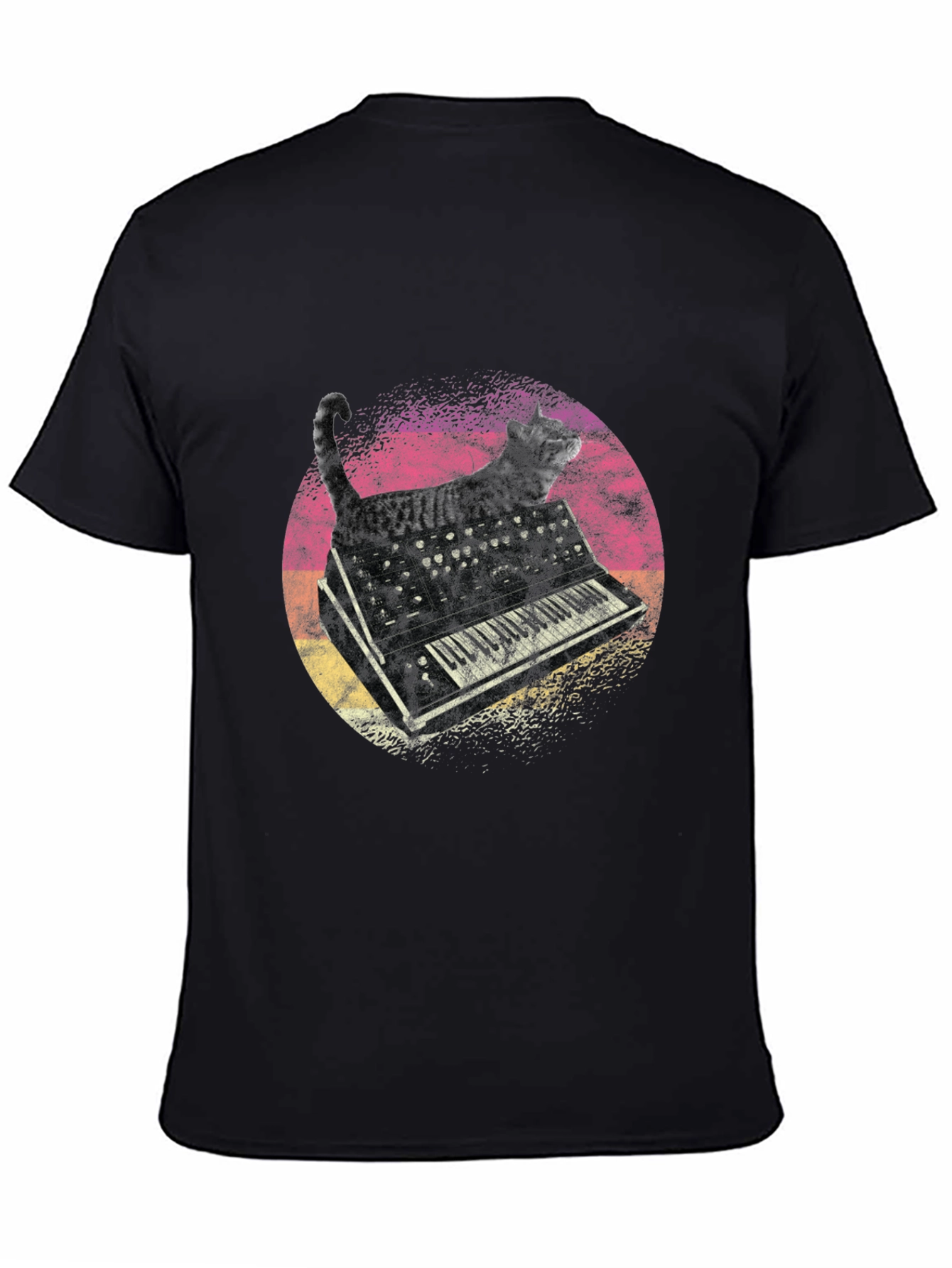 Cat Keyboard Graphic T-Shirt - Unique Music Lover Tee