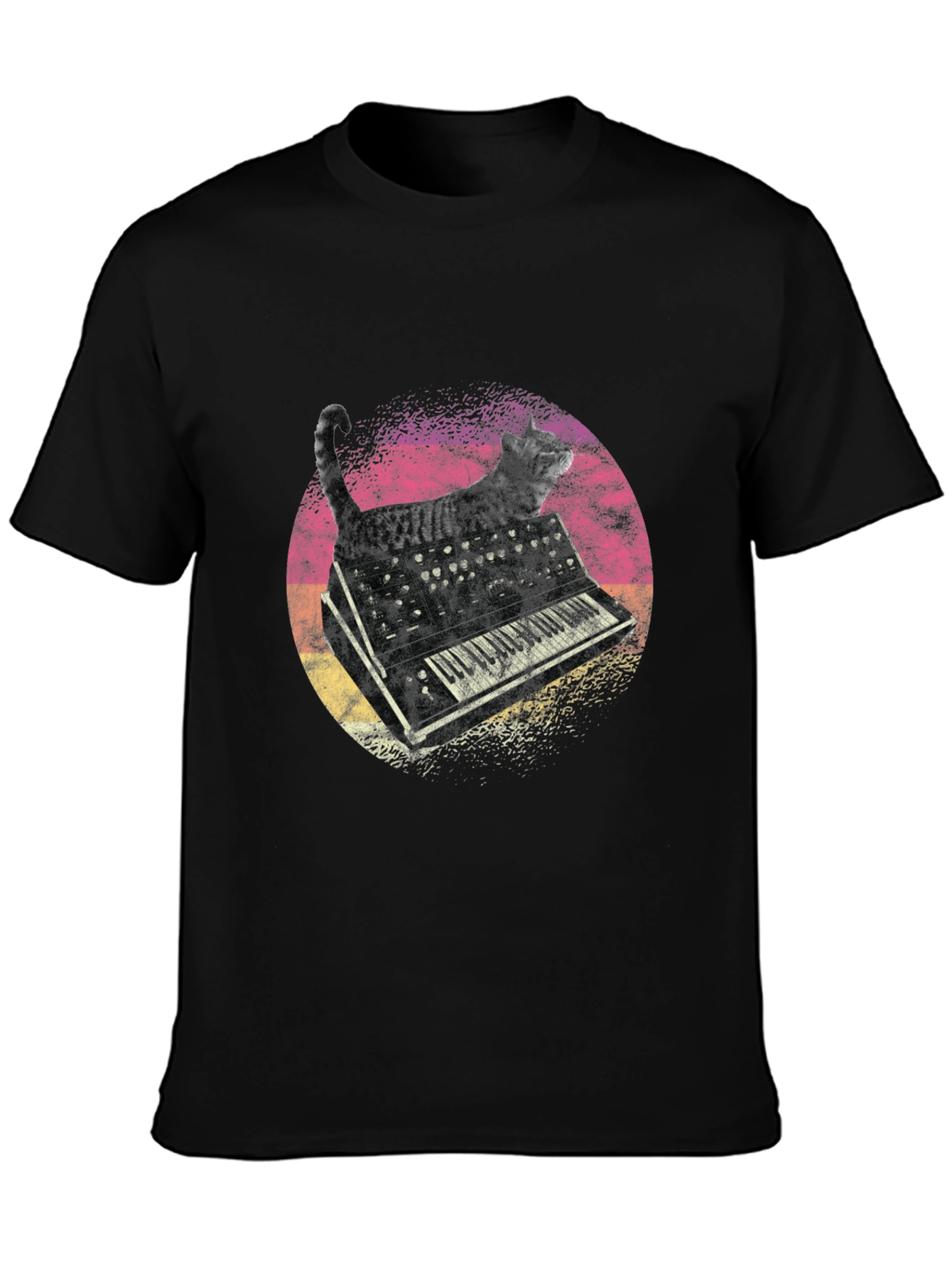 Cat Keyboard Graphic T-Shirt - Unique Music Lover Tee