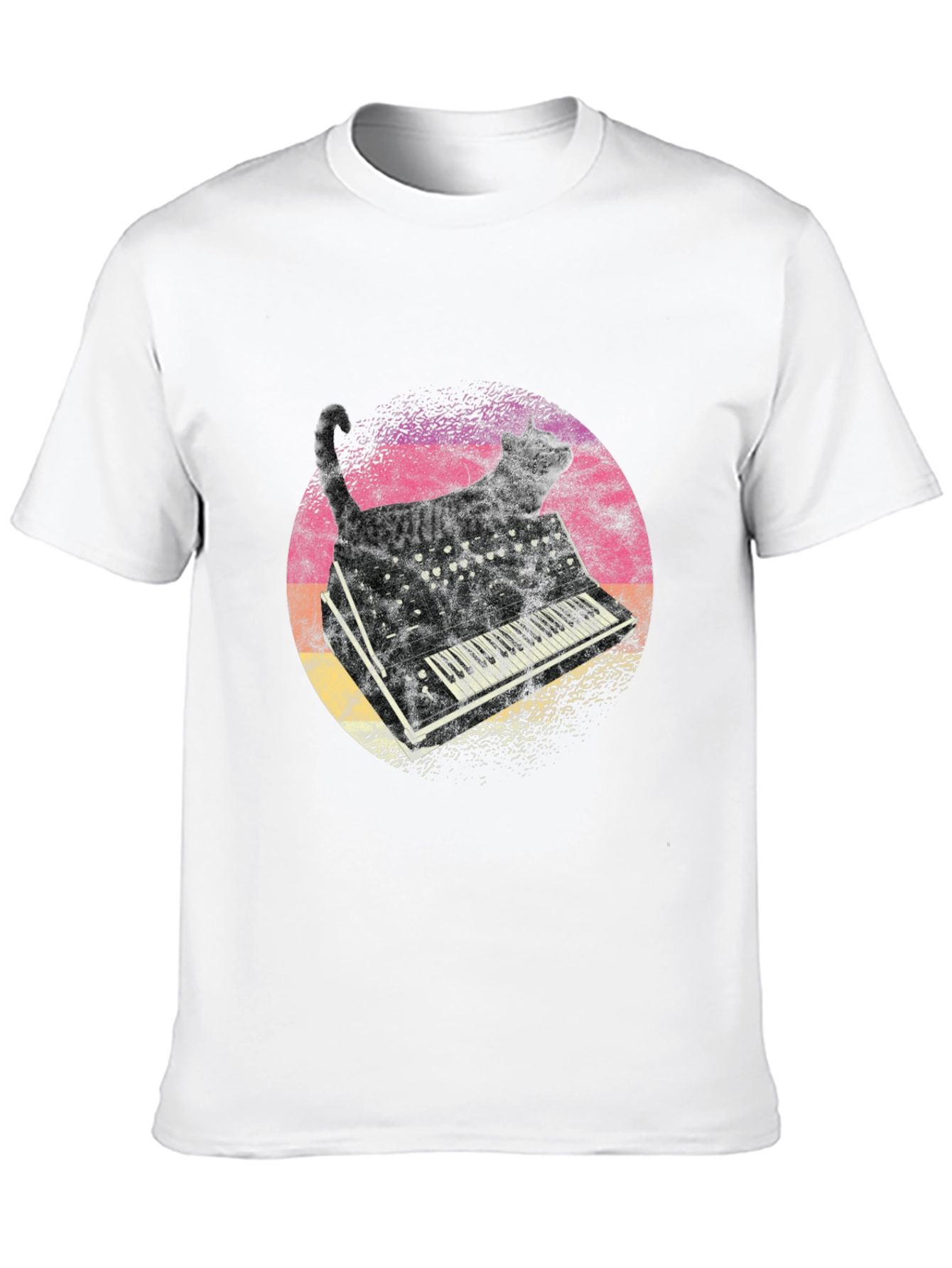 Cat Keyboard Graphic T-Shirt - Unique Music Lover Tee