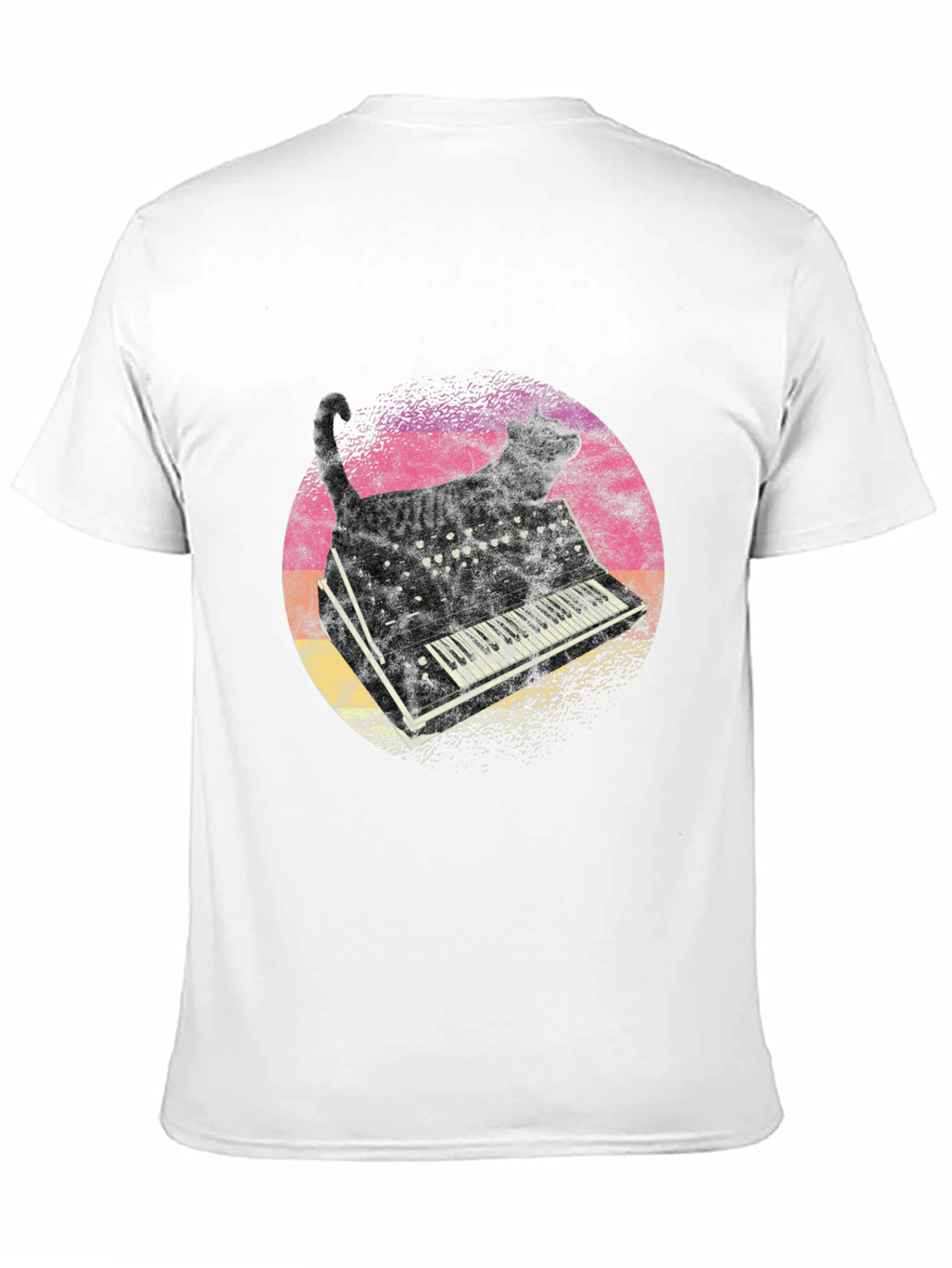 Cat Keyboard Graphic T-Shirt - Unique Music Lover Tee